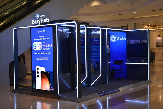 Globe easy hub booth at Ayala Malls Manila Bay in Paranaque, Philippines