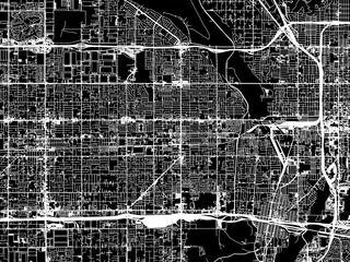 Vector road map of the city of  Rialto California in the United States of America with white roads on a black background.