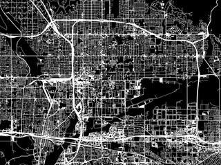 Vector road map of the city of  San Bernardino California in the United States of America with white roads on a black background.