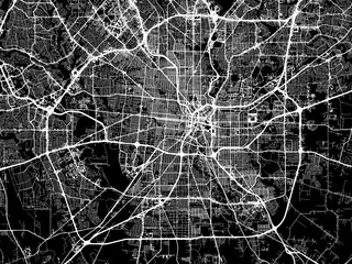 Vector road map of the city of  San Antonio Texas in the United States of America with white roads on a black background.