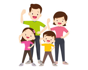 Happy Family Sport Activity. Mother, Father and Kid Doing Morning Exercising at Home