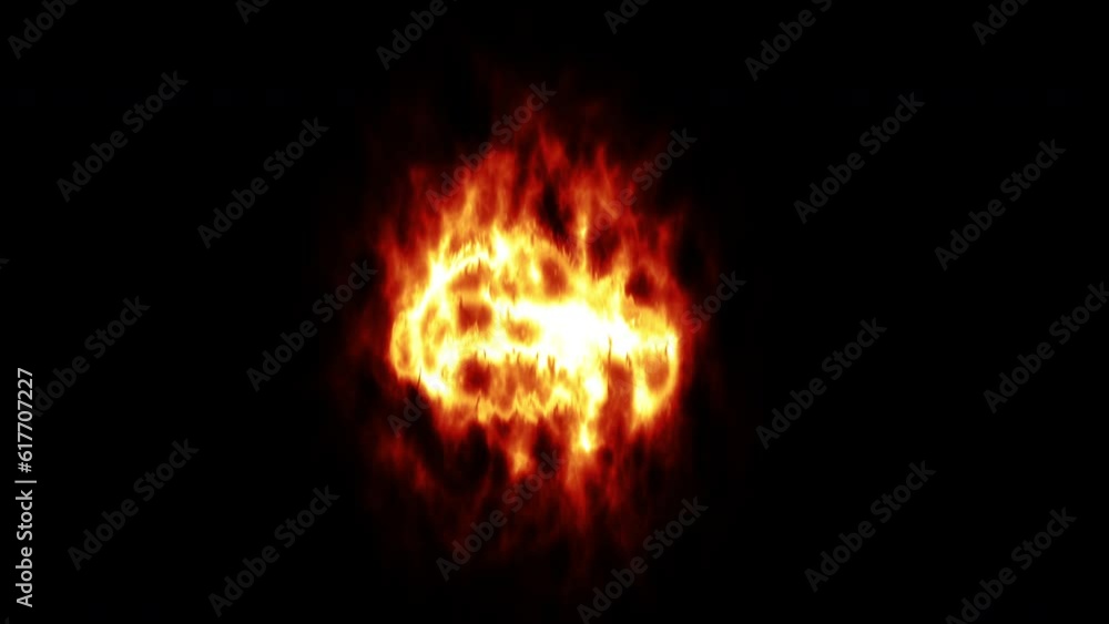 Poster 3d rendered animation of a burning fireball isolated on the empty black background