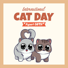 cute cat international day cartoon poster illustration 2