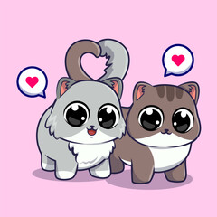 couple of cat cartoon character animal love isolated