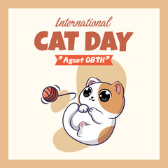 cute cat international day cartoon poster illustration