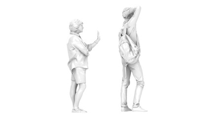 3D High Poly Humans - SET6 Monochromatic - Lateral View 1