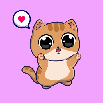 Cute Cat Kawai Character Cartoon Illustration