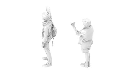 3D High Poly Humans - SET6 Monochromatic - Isometric View 4