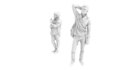 3D High Poly Humans - SET6 Monochromatic - Perspective View 2
