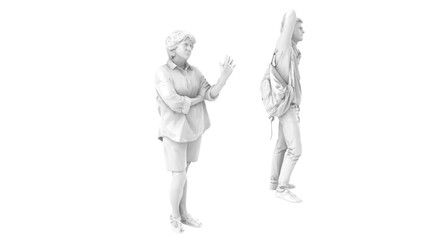 3D High Poly Humans - SET6 Monochromatic - Perspective View 1