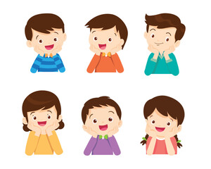 people character resting chin on hands thinking with hand on chin