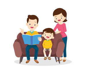 family and boy reading book 2