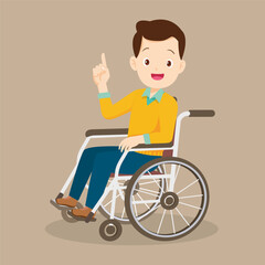Fototapeta premium Young Man is sitting in a wheelchair male patient in wheelchair