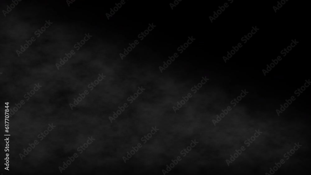 Poster 3d rendered animation of fog or low clouds isolated on the empty black background