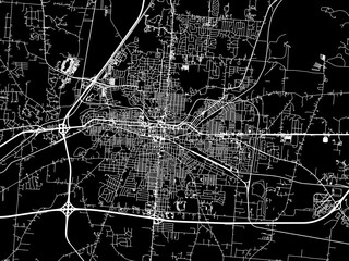 Vector road map of the city of  Springfield Ohia in the United States of America with white roads on a black background.