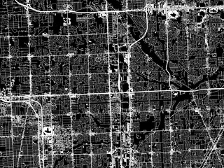 Vector road map of the city of  Sterling Heights Michigan in the United States of America with white roads on a black background.