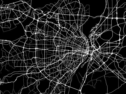 Vector road map of the city of  St. Louis Missouri in the United States of America with white roads on a black background.