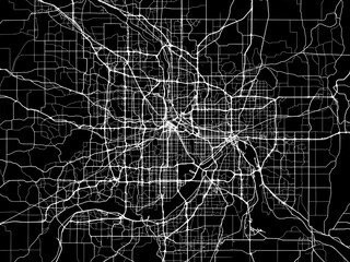 Vector road map of the city of  Twin cities Minnesota in the United States of America with white roads on a black background.