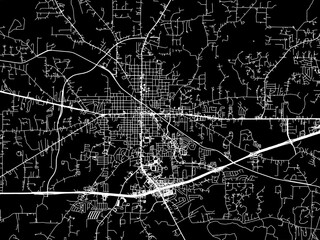 Vector road map of the city of  Weatherford Texas in the United States of America with white roads on a black background.