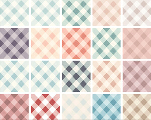 set of pastel colour patterns of trendy checkerboards, generative AI illustration