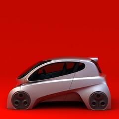 micro car design isolated in red background