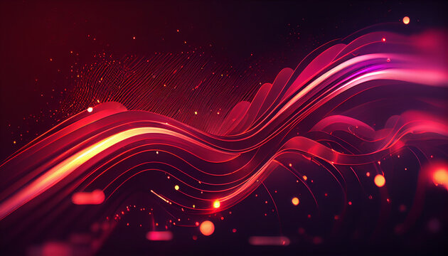 Abstract futuristic background with red glowing neon moving high speed wave lines and bokeh lights. Data transfer concept Fantastic wallpaper Ai generated image