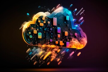 AI generated illustration of data information in a cloud - cloud storage concept