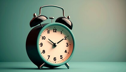 AI generated illustration of a green alarm clock