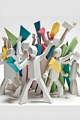 crowd dancing white background papercraft 