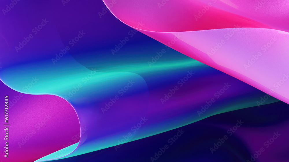 Poster abstract vibrant wavy background, fold textile ruffle, 3d rendering.
