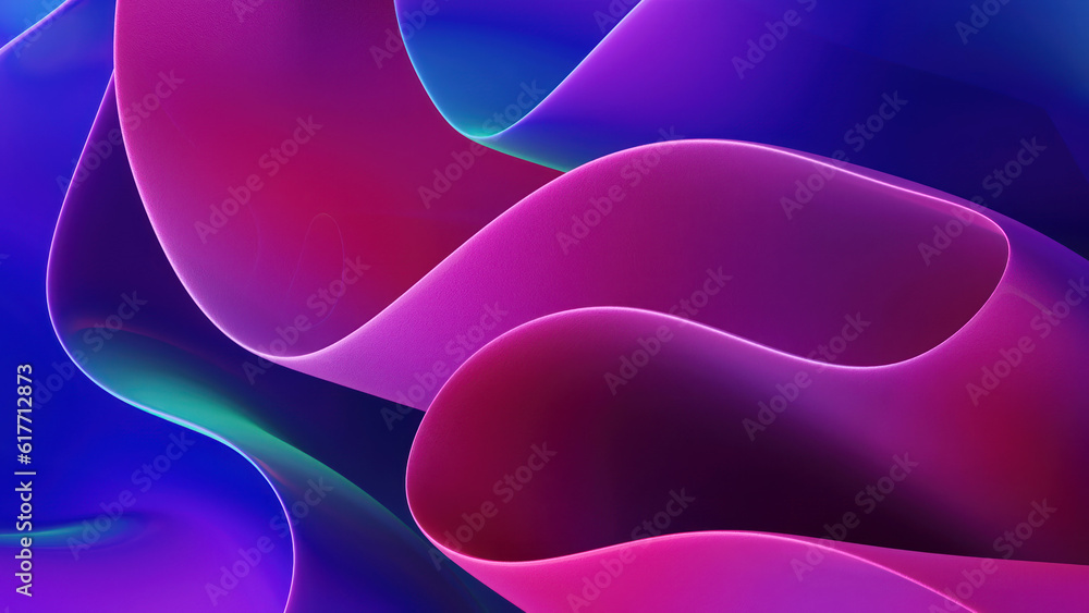 Poster abstract vibrant wavy background, fold textile ruffle, 3d rendering.