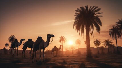 Obraz na płótnie Canvas Camels in the Desert