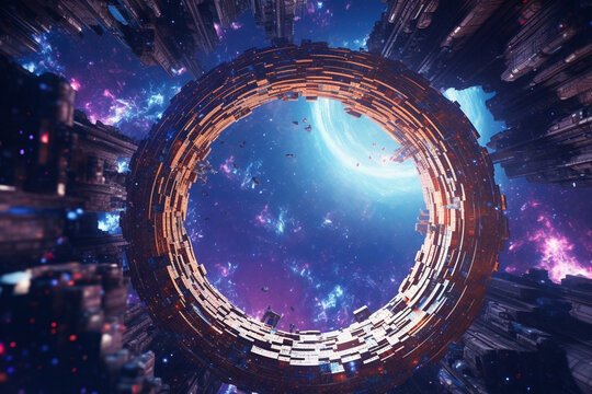 intergalactic portal, created by a neural network, Generative AI technology