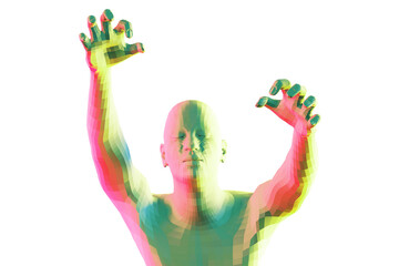 abstract zombie rises from the grave, 3d rendering