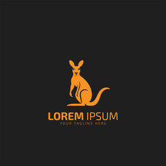 kangaroo sitting logo icon illustration isolated vector sign symbol silhouette illustration template isolated yellow kangaroo on black background.