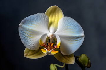A pale blue and sulfur yellow Phalaenopsis, light tone, high color brightness, Moth orchids plant