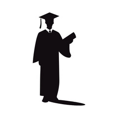 silhoutte graduation student bachelor theme vector illustration