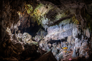 amazing indoor view of phu kham cave in vang vieng, laos