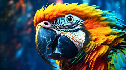 colorful blue and yellow scarlet macaw created with Generative AI 