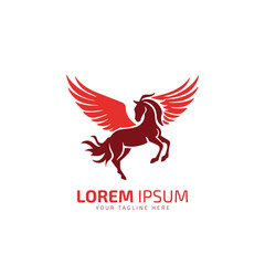 Flying horse logo, flying horse icon, vector illustration colorful isolated red horse on white background.