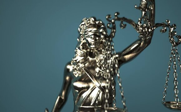 Endless loop 4k video Lady Justice Statue. Prores 4444.