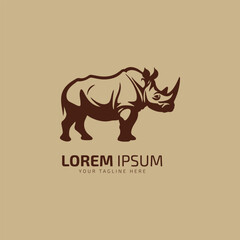 Cartoon rhino logo icon vector illustration