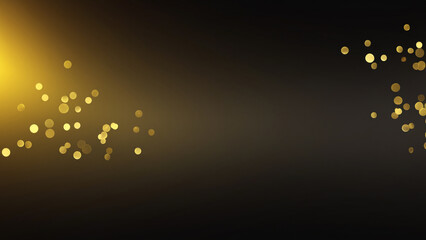 Black luxury background with golden line elements and light ray effect decoration and bokeh