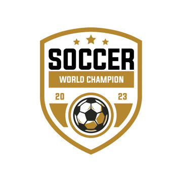 Football logo vector isolated. Football logo with shield background vector design