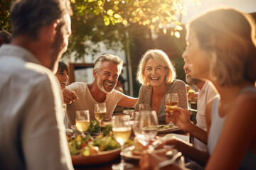 happy friends diner outside ai generated