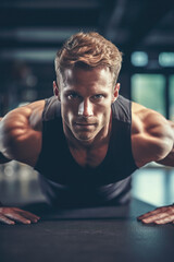 fitness man doing pushups ai generated