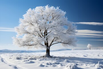 雪原に立つ１本の大きな木　with generative ai