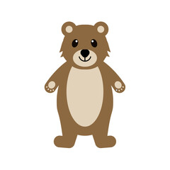 Obraz na płótnie Canvas Cartoon vector brown grizzly bear, isolated on white background.
