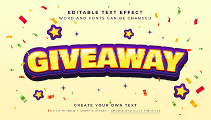 Yellow Glossy Giveaway 3D editable text effect, suitable for promotion, product, headline, poster