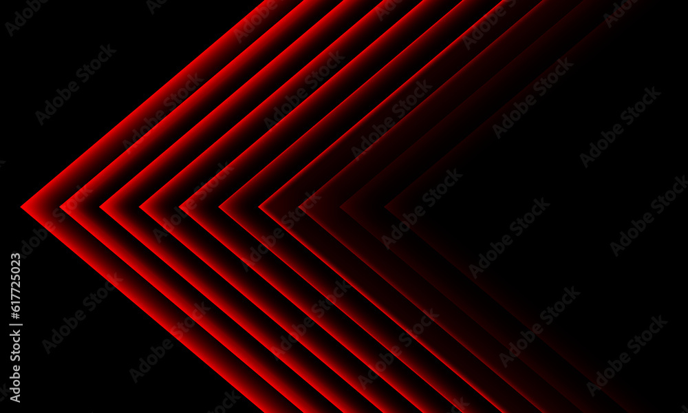 Poster abstract red light arrow direction on black design modern futuristic background vector